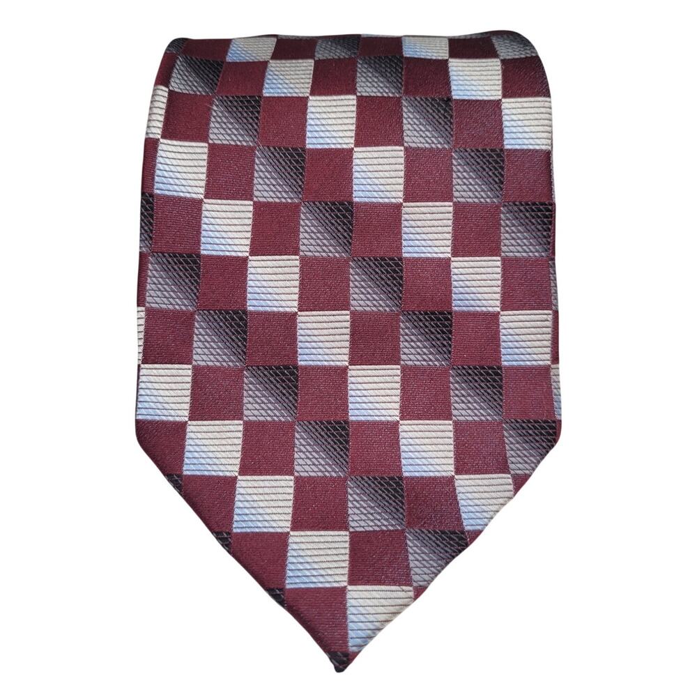 Joseph & Feiss Gray Geometric Silk Necktie Modern‎ Menswear